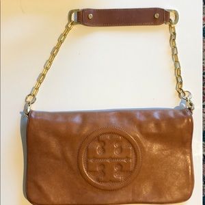 Tory Burch Reva Clutch foldover bag in cognac